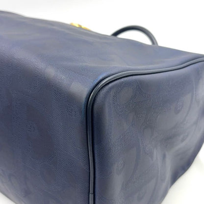 Christian Dior Trotter Leather X PVC Navy X Black Boston Bag Gold