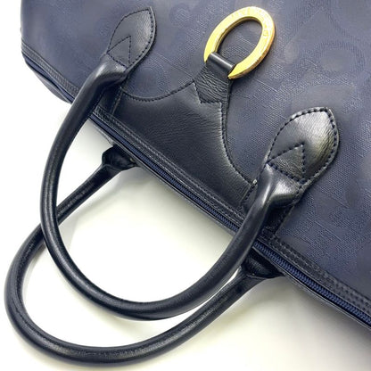 Christian Dior Trotter Leather X PVC Navy X Black Boston Bag Gold