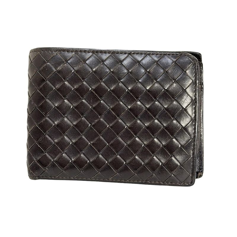Bottega Veneta Bifold Wallet Intrecciato 113112 Dark Brown Leather