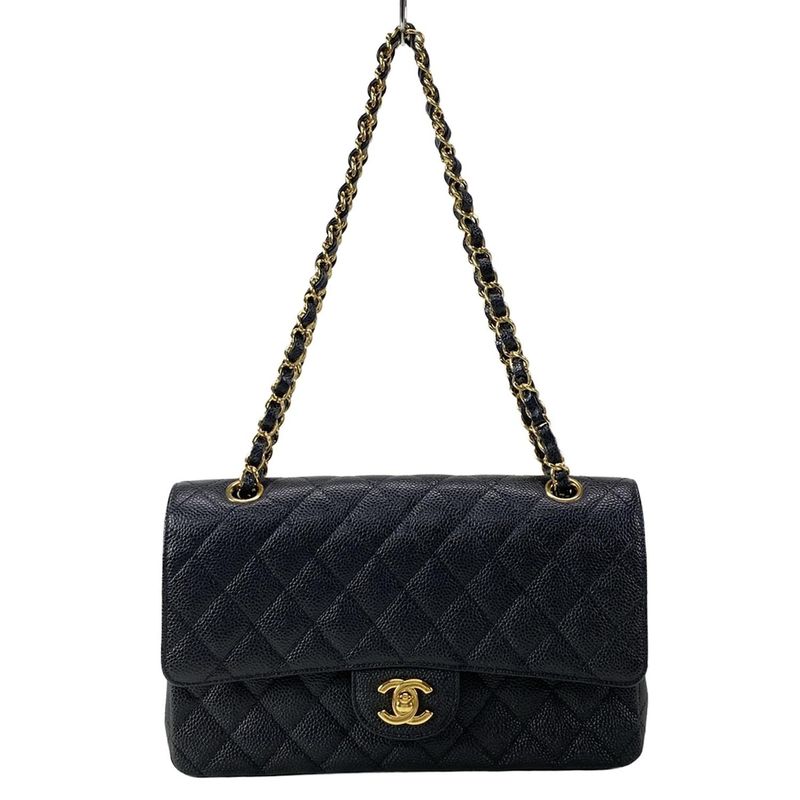 Chanel Shoulder Bag Double Flap Matelasse A01112 Black Gold Hardware Chain