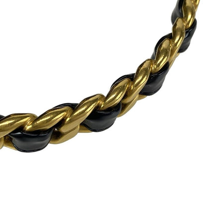 Chanel Handbag Matelasse Black And White Chain Handle Gold Hardware Leather