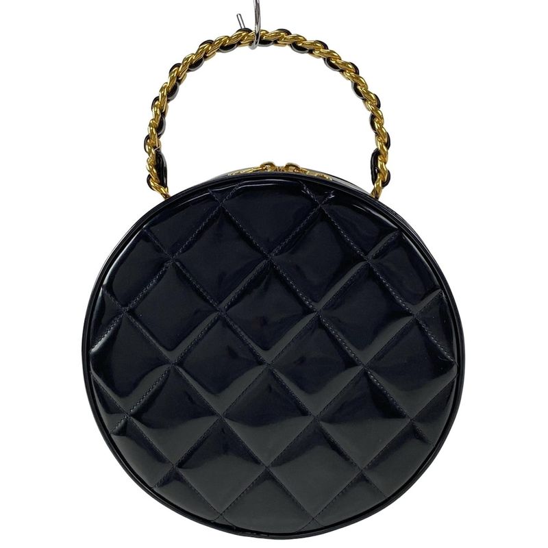 Chanel Handbag Matelasse Black And White Chain Handle Gold Hardware Leather