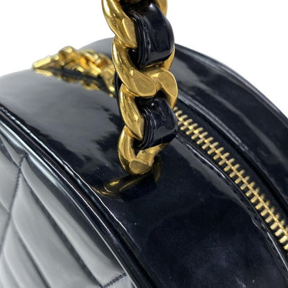 Chanel Handbag Matelasse Black And White Chain Handle Gold Hardware Leather