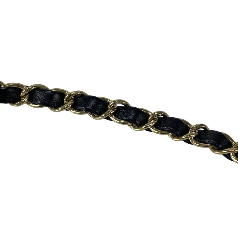 Chanel Shoulder Bag Mini Matelasse A35200 Black Metal Serial Plate Chain