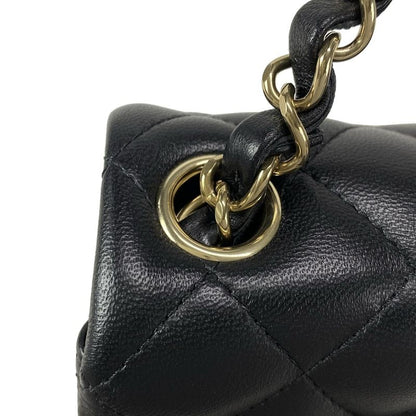 Chanel Shoulder Bag Mini Matelasse A35200 Black Metal Serial Plate Chain