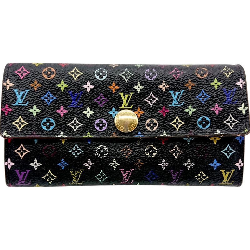 Louis Vuitton Sarah Multicolor Long Wallet Monogram Black