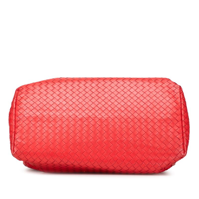 Bottega Veneta Intrecciato Handbag Tote Bag Red Leather Women Bottega Veneta