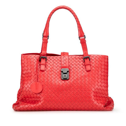 Bottega Veneta Intrecciato Handbag Tote Bag Red Leather Women Bottega Veneta