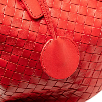 Bottega Veneta Intrecciato Handbag Tote Bag Red Leather Women Bottega Veneta