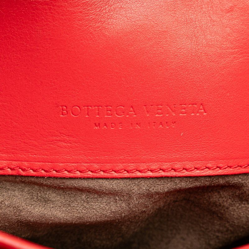 Bottega Veneta Intrecciato Handbag Tote Bag Red Leather Women Bottega Veneta