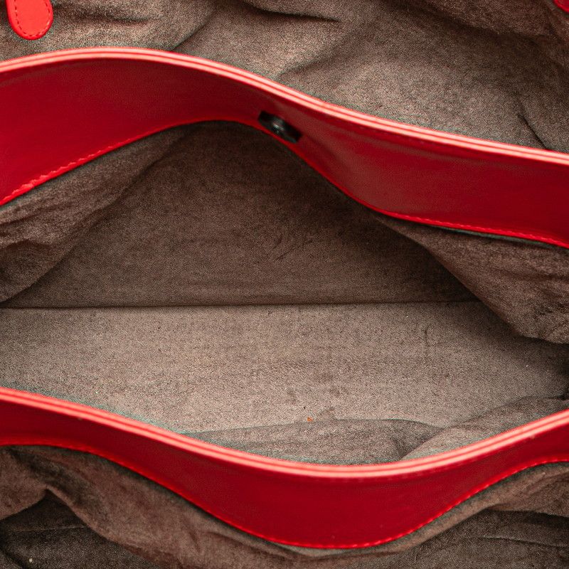 Bottega Veneta Intrecciato Handbag Tote Bag Red Leather Women Bottega Veneta