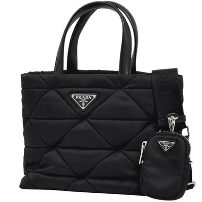 Prada Small Padded Linylon Tote Bag 2way Shoulder Bag Logo Plate Tote Bag Nylon