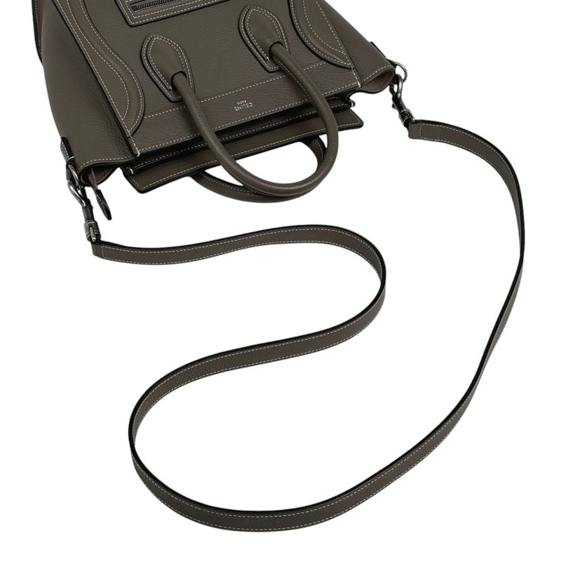 Celine Luggage Nano Shopper 2way Shoulder Bag Handbag Leather Brown Women