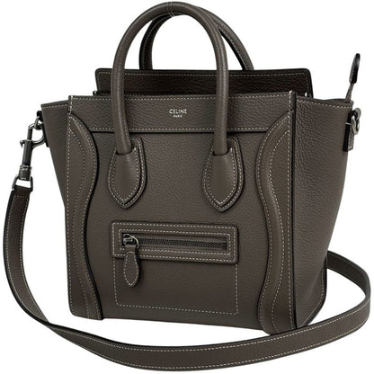 Celine Luggage Nano Shopper 2way Shoulder Bag Handbag Leather Brown Women