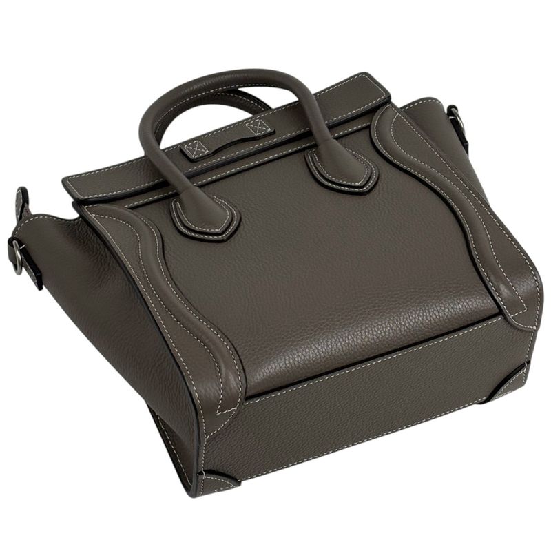 Celine Luggage Nano Shopper 2way Shoulder Bag Handbag Leather Brown Women