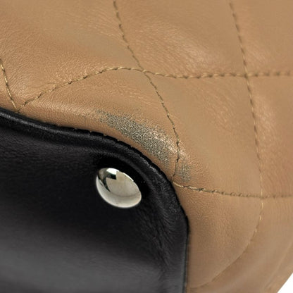 Chanel Cambon Line Medium Tote Bag Coco Mark Handbag Tote Leather Beige Black