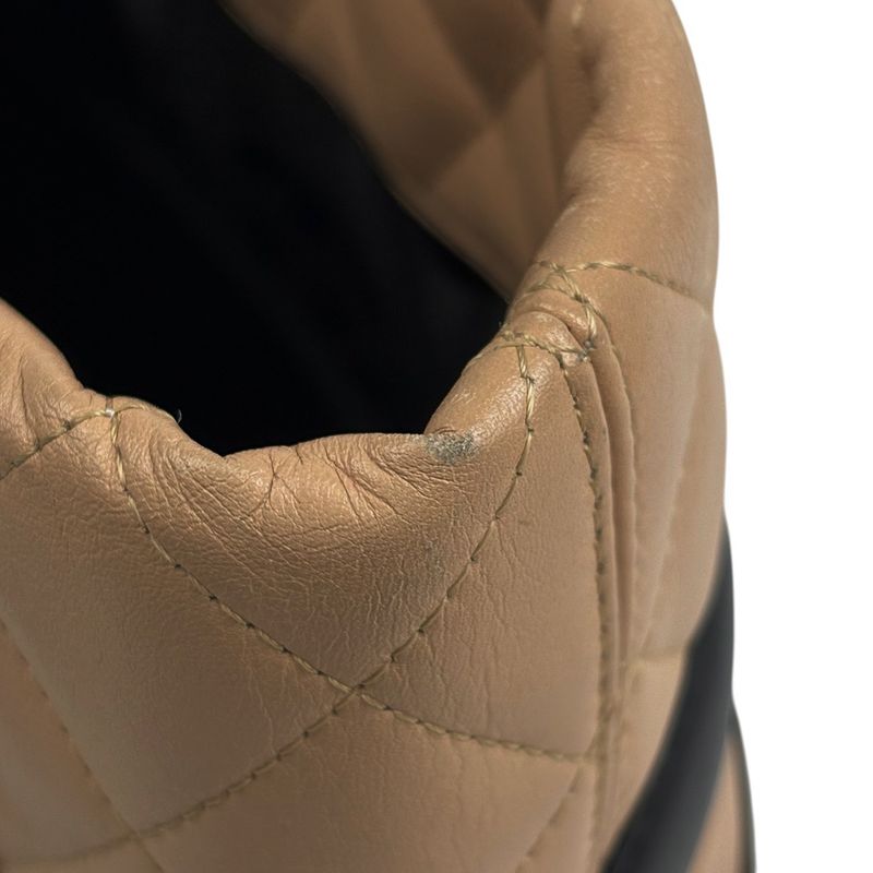 Chanel Cambon Line Medium Tote Bag Coco Mark Handbag Tote Leather Beige Black