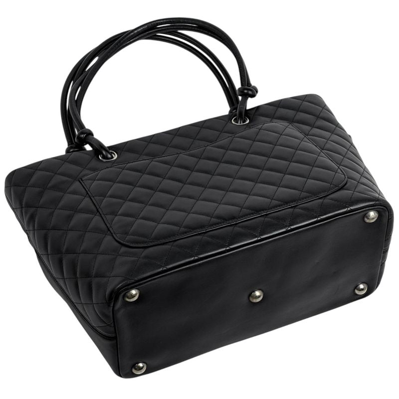 Chanel Cambon Line Large Tote Bag Coco Mark Shoulder Bag Tote Leather Black