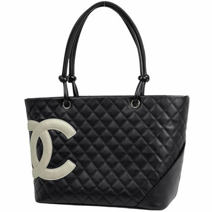 Chanel Cambon Line Large Tote Bag Coco Mark Shoulder Bag Tote Leather Black