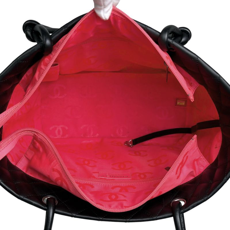 Chanel Cambon Line Large Tote Bag Coco Mark Shoulder Bag Tote Leather Black