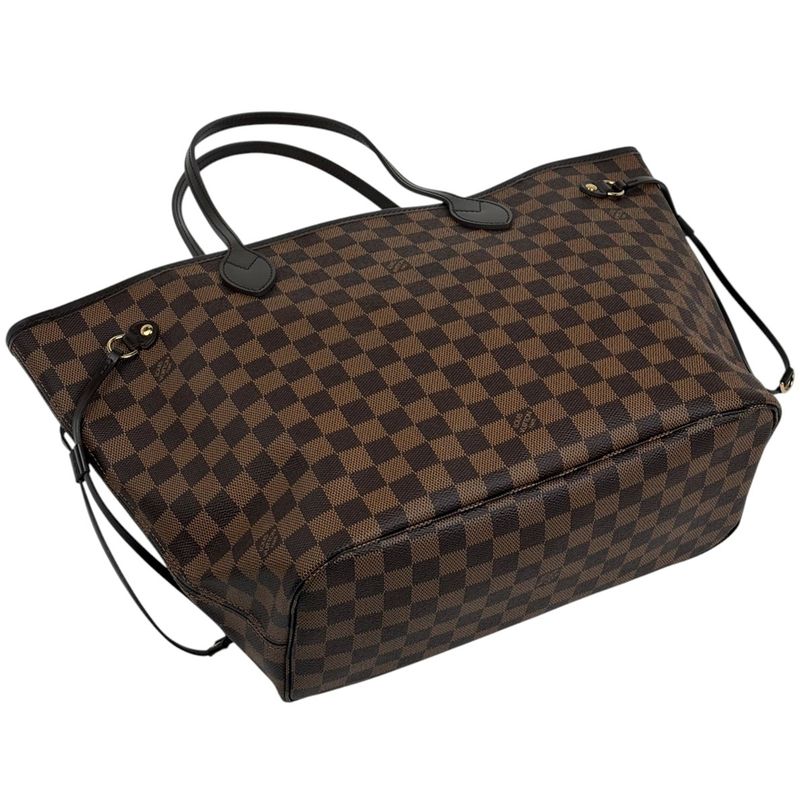Louis Vuitton Neverfull MM Shoulder Bag Shopping Tote Bag Damier Brown N51105