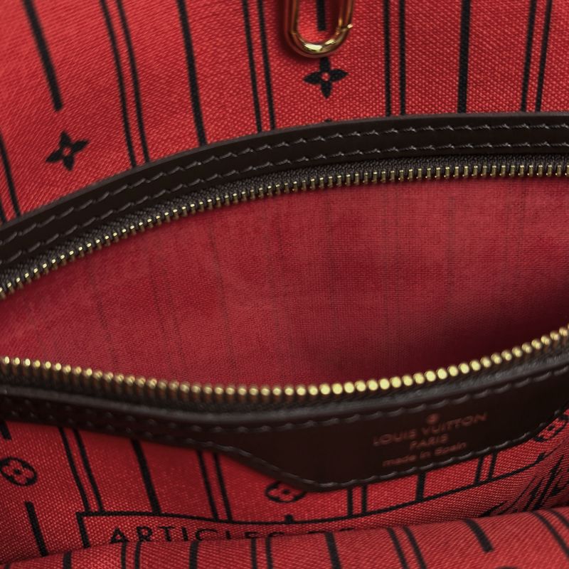 Louis Vuitton Neverfull MM Shoulder Bag Shopping Tote Bag Damier Brown N51105