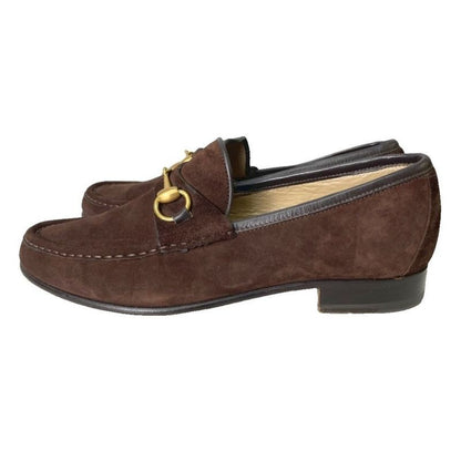 Gucci Horsebit Loafers Slip-on Suede Shoes 110 0009 39.5 E Dark Brown AA