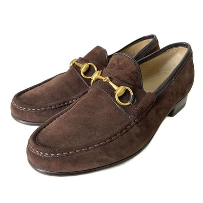Gucci Horsebit Loafers Slip-on Suede Shoes 110 0009 39.5 E Dark Brown AA