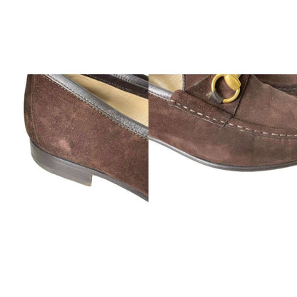 Gucci Horsebit Loafers Slip-on Suede Shoes 110 0009 39.5 E Dark Brown AA