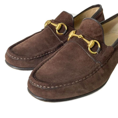Gucci Horsebit Loafers Slip-on Suede Shoes 110 0009 39.5 E Dark Brown AA