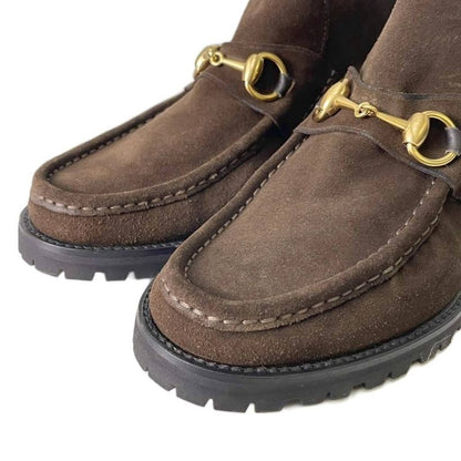 Gucci Horsebit Chukka Boots Short Boots Suede Shoes 0067114 39.5 E Dark Brown AA