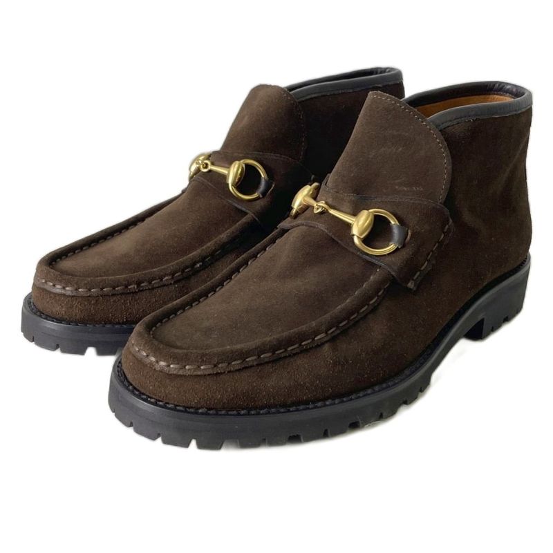 Gucci Horsebit Chukka Boots Short Boots Suede Shoes 0067114 39.5 E Dark Brown AA