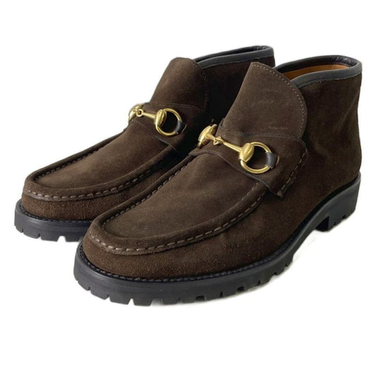 Gucci Horsebit Chukka Boots Short Boots Suede Shoes 0067114 39.5 E Dark Brown AA