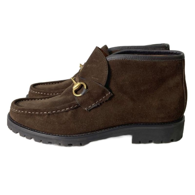 Gucci Horsebit Chukka Boots Short Boots Suede Shoes 0067114 39.5 E Dark Brown AA
