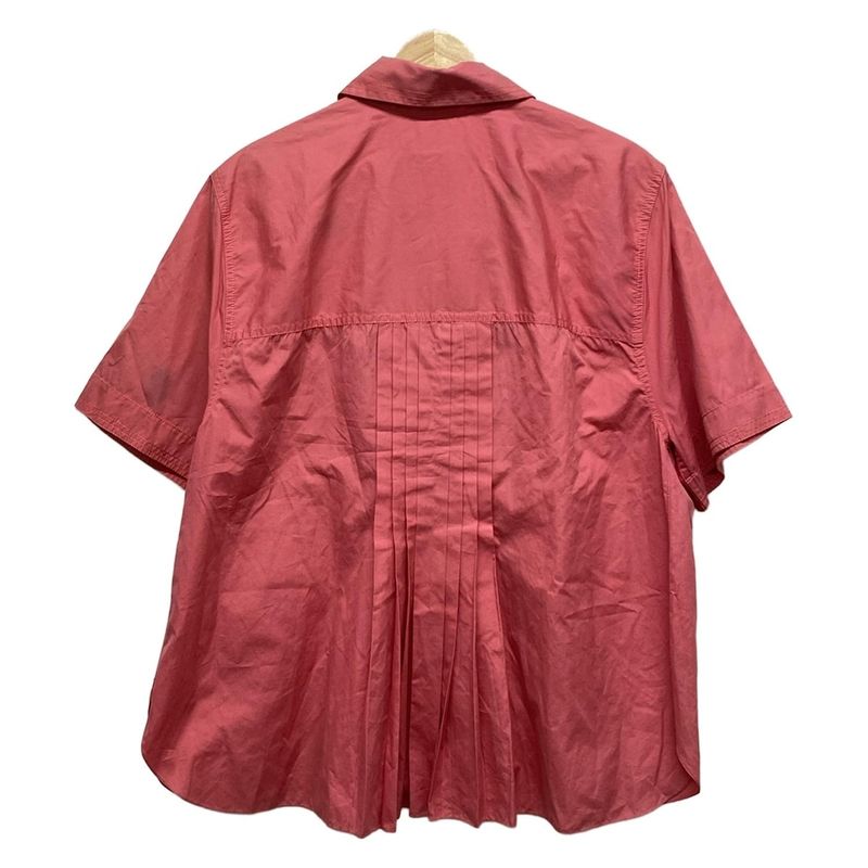Chanel Short Sleeve Shirt Blouse Size 38 M Ladies Pink Guilloche Button Cotton