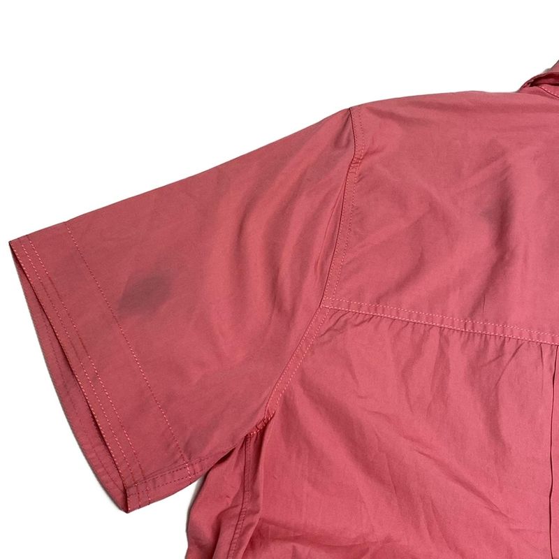 Chanel Short Sleeve Shirt Blouse Size 38 M Ladies Pink Guilloche Button Cotton