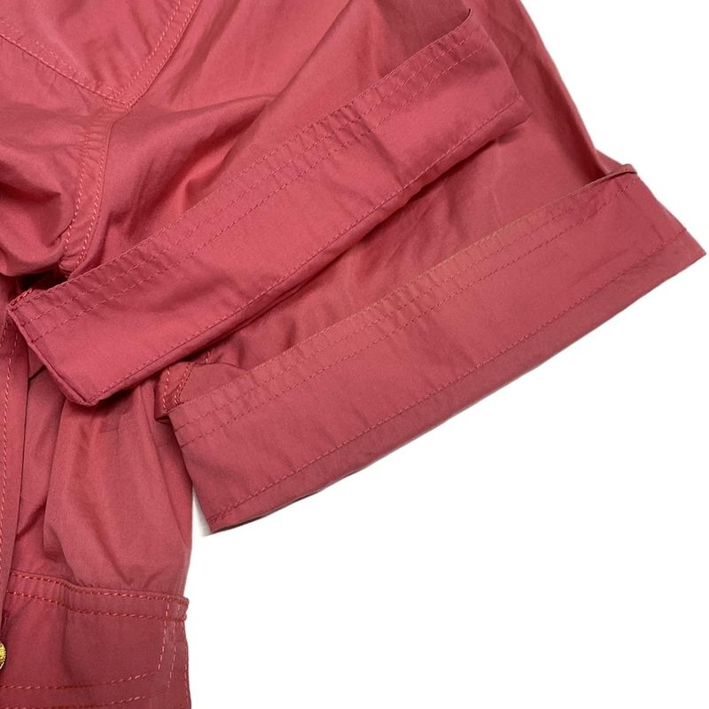 Chanel Short Sleeve Shirt Blouse Size 38 M Ladies Pink Guilloche Button Cotton