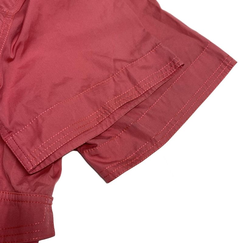 Chanel Short Sleeve Shirt Blouse Size 38 M Ladies Pink Guilloche Button Cotton