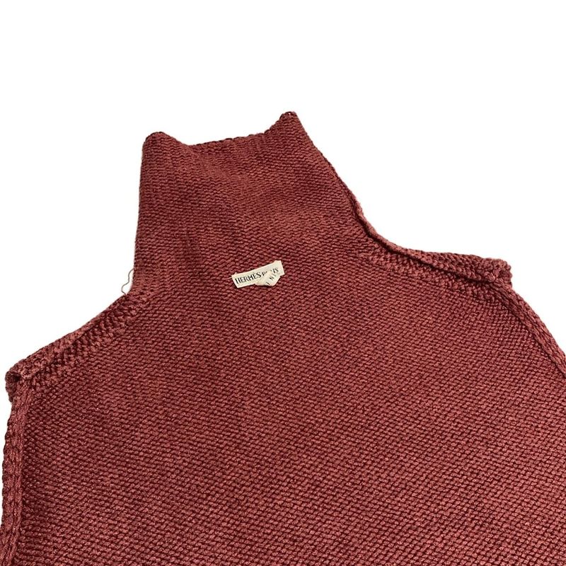 Hermes Sleeveless Sweater Size S Women's Margiela Period Bordeaux High Neck Silk