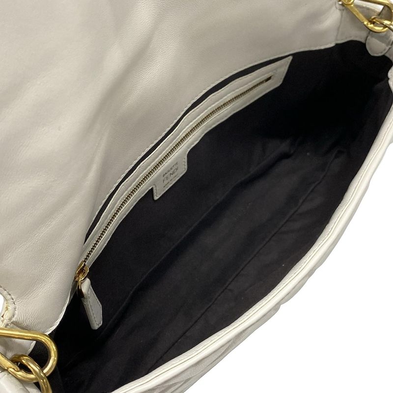 Fendi Handbag Mamma Bucket 8br600-a72v White Baguette Zucca Pattern Shape