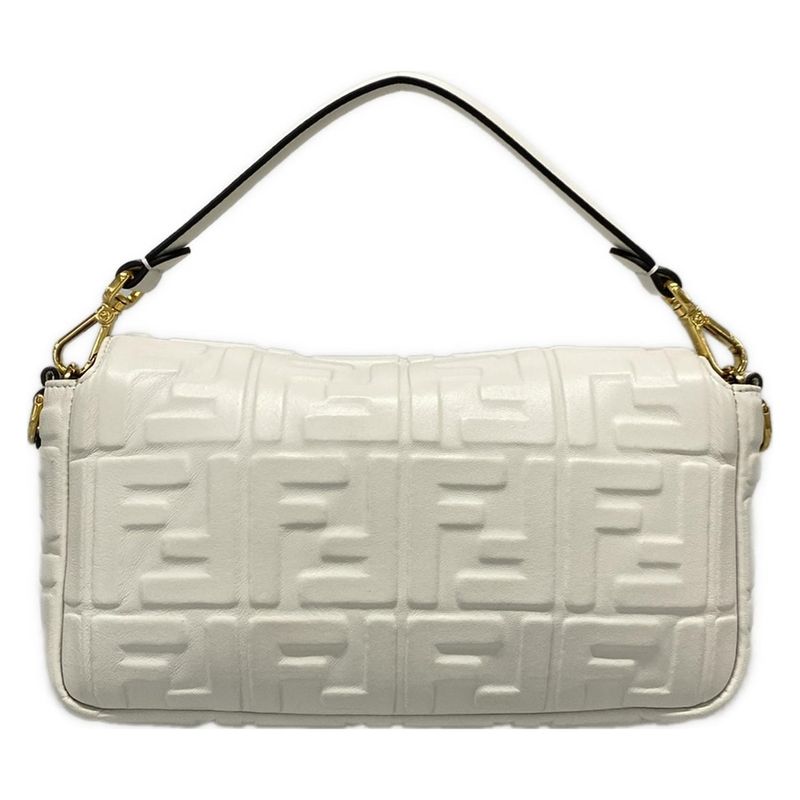 Fendi Handbag Mamma Bucket 8br600-a72v White Baguette Zucca Pattern Shape