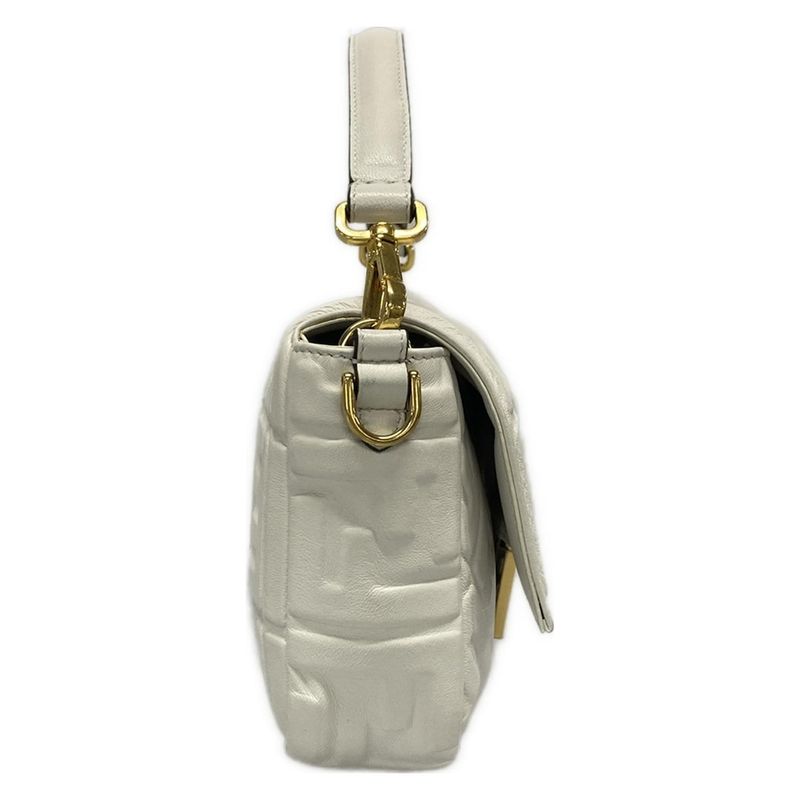 Fendi Handbag Mamma Bucket 8br600-a72v White Baguette Zucca Pattern Shape