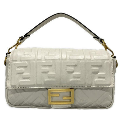Fendi Handbag Mamma Bucket 8br600-a72v White Baguette Zucca Pattern Shape