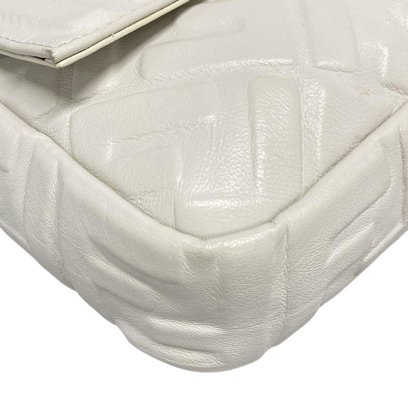 Fendi Handbag Mamma Bucket 8br600-a72v White Baguette Zucca Pattern Shape