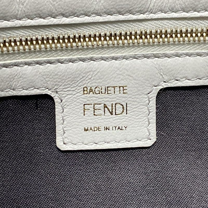 Fendi Handbag Mamma Bucket 8br600-a72v White Baguette Zucca Pattern Shape