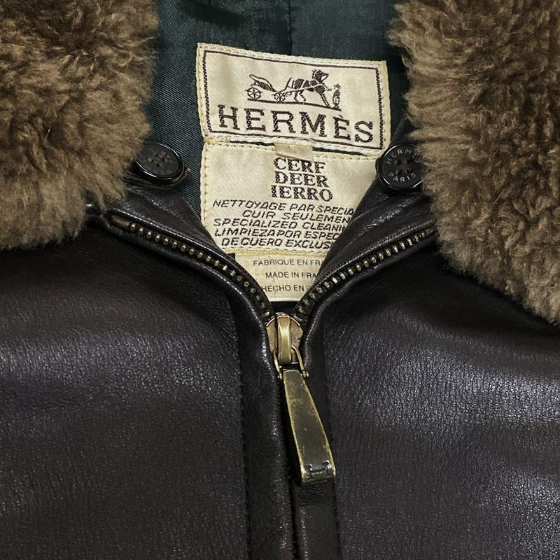 Hermes Blouson Size 52 Men's - Dark Brown Leather