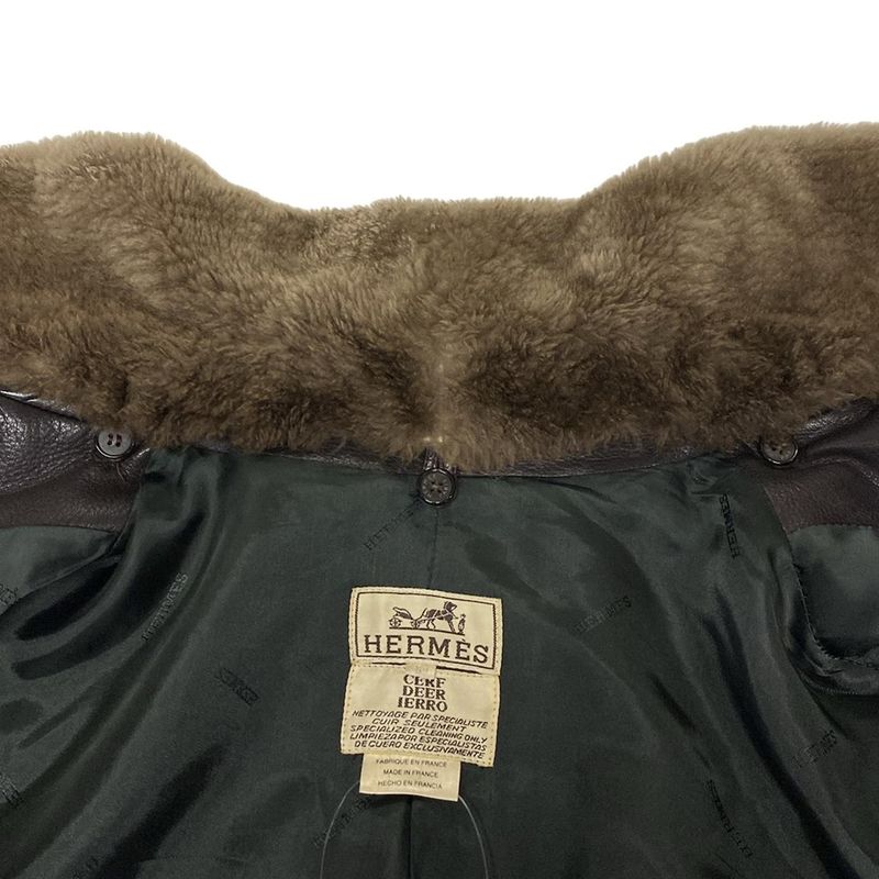 Hermes Blouson Size 52 Men's - Dark Brown Leather