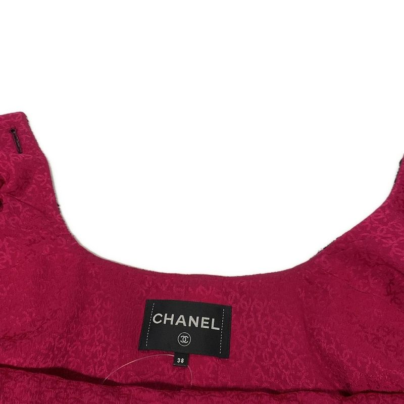 Chanel Jacket Size 38 M Women - P71725 Black And Pink Tweed Cropped Wool