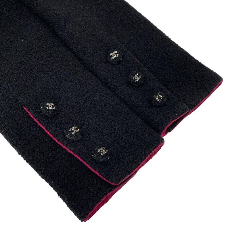 Chanel Jacket Size 38 M Women - P71725 Black And Pink Tweed Cropped Wool