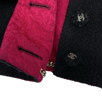 Chanel Jacket Size 38 M Women - P71725 Black And Pink Tweed Cropped Wool